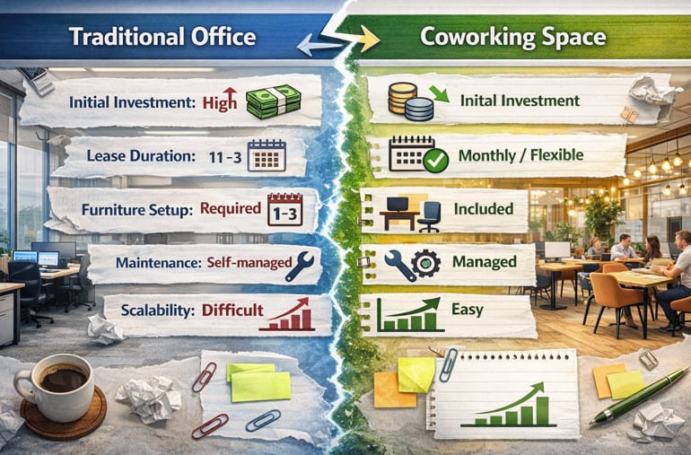 Traditional Office vs Coworking Space in Trichy – Complete Comparison