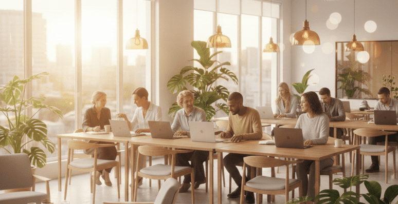 Modern shared workspace with collaborative environment